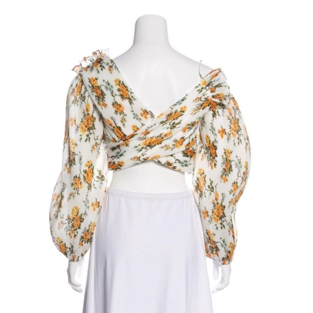 NWT. ZIMMERMANN Floral Print One-Shoulder Top ZIM 0/ US 4 white yellow - Picture 8 of 15